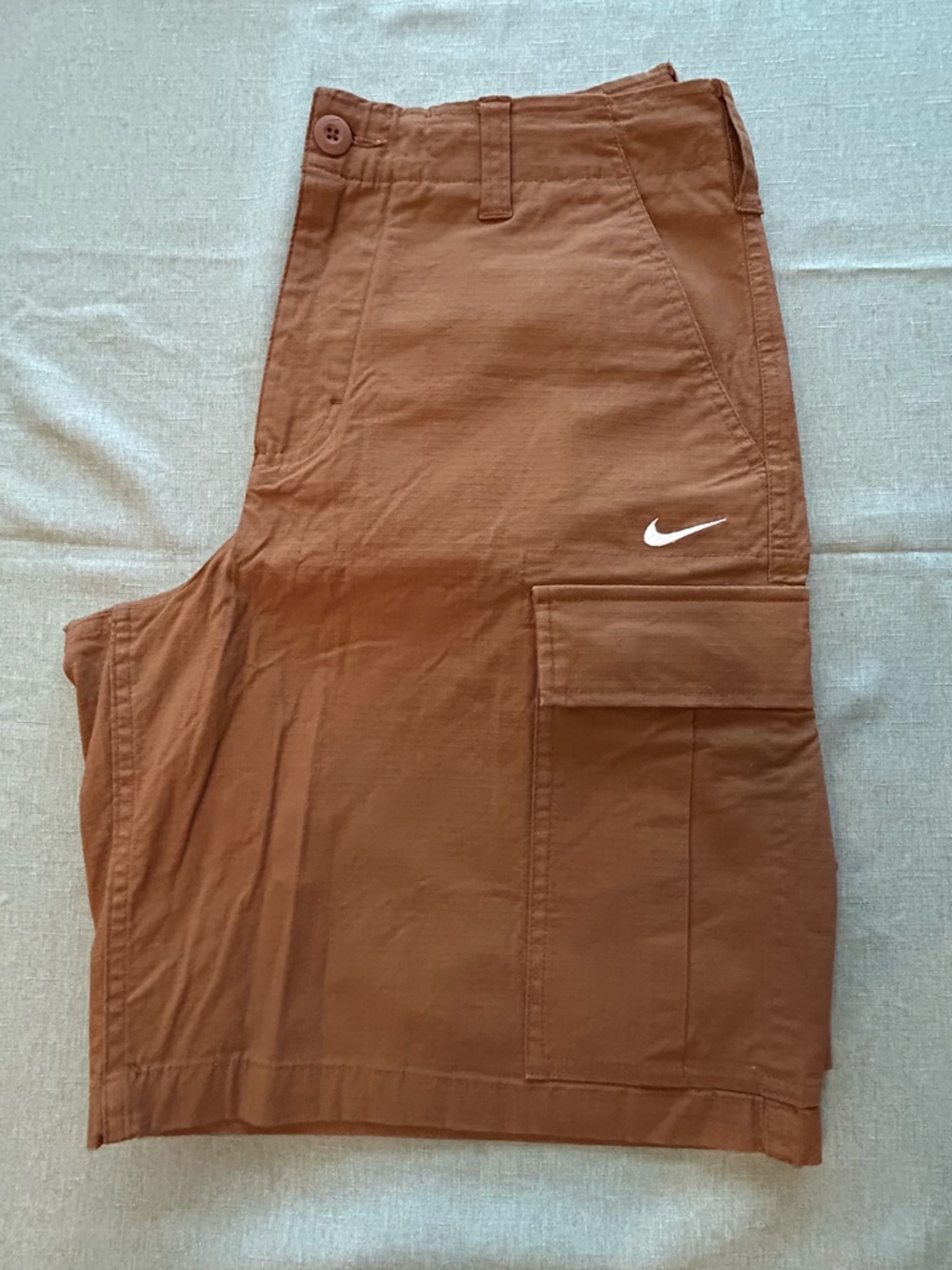 Nike Men's Rust Brown Cargo Pants with White Swoosh